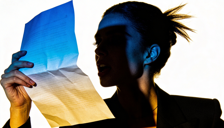 Person holding a piece of paper with a gradient effect, with a silhouette effect on a white background reading about Uncaffed and caffeine